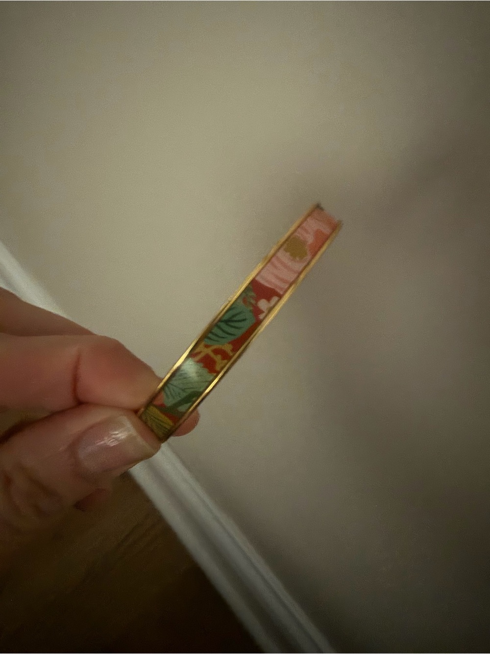 Riffle paper co bracelet Gold-Tone Floral Enamel Bangle Bracelet - Pink & Green